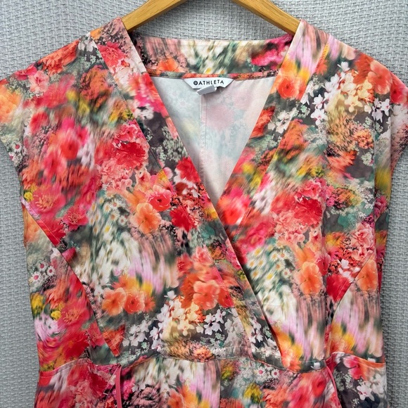 Athleta Med Marlow Romper Renewed Bloom Pink Floral Travel Athleisure Shorts EUC - Picture 3 of 9